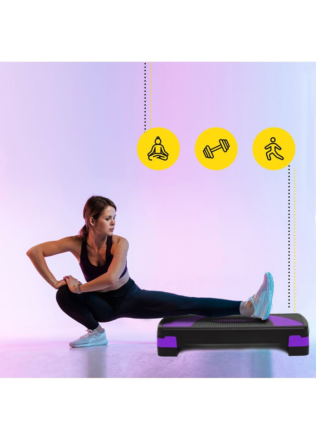 Степ-платформа 3-ступінчаста 78 х 29 х 10-20 см XR-0183 Black/Purple Cornix (357133014)