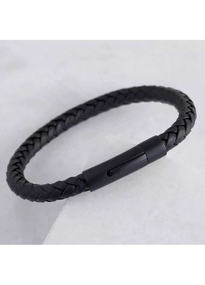Мужские браслеты из натуральных камней и кожи, черные из агата, комплект Minimalism No Brand (362571579)