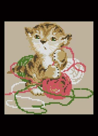 Набір для вишивання хрестиком. Розмір: 13*14 см Котик з клубочком Лоскуток (315362344)