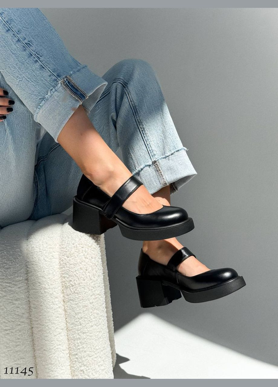 No Brand Туфельки з натуральної шкіри на липучці, чорні чорний з, — (316221815)