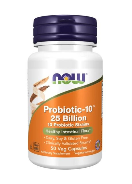 , Probiotic-10, Пробіотик 25 млрд КУО, 50 кап Now Foods (280947000)