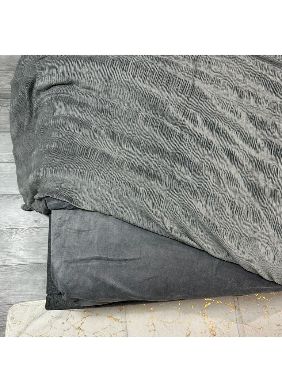 Постільна білизна "Luxury Жатка Велюр" (Євро). 200х230 см графітового кольору. No Brand (367912400)