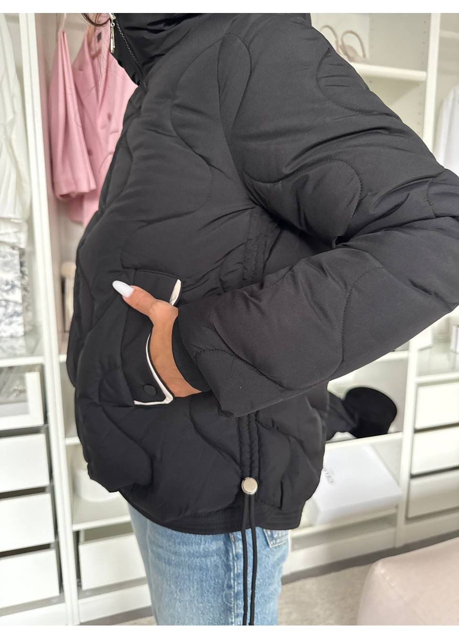 Черная демисезонная 💥 женская демисезонная куртка с капюшоном 💥 DK/DL Мода без кордонів