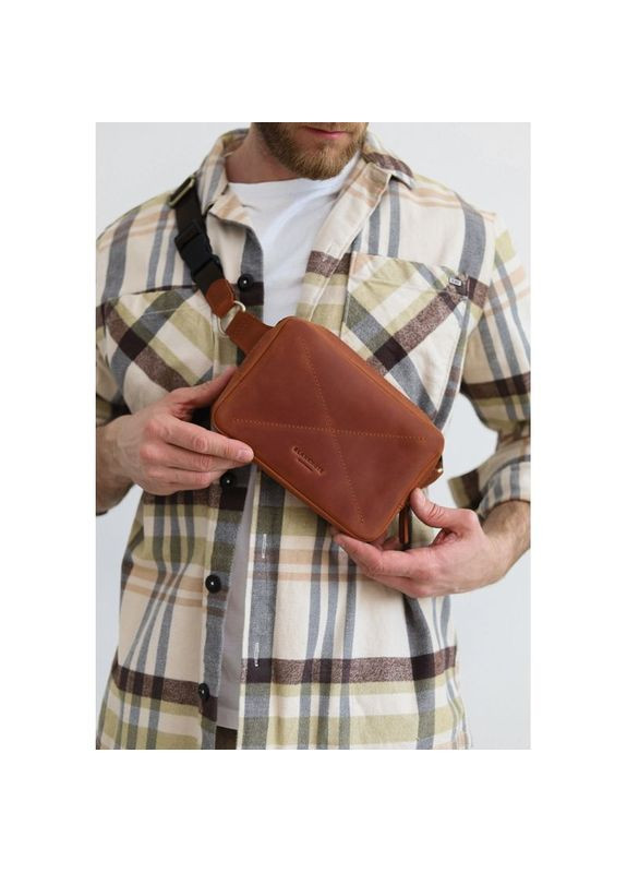 Сумка через плече бананка жіноча на шкіряний пояс Dropbag Mini Світло-коричневий Crazy horse BlankNote (302008728)