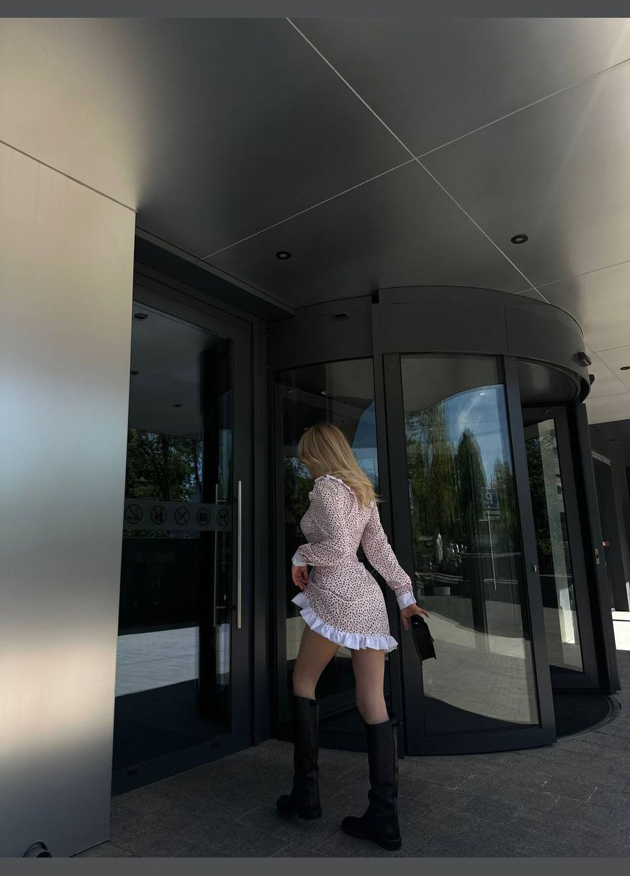 Белое праздничный, коктейльное, карнавальный, повседневный, кэжуал женское платье FINO Mode в горошек