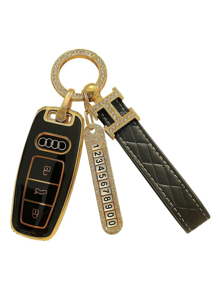 Чохол ключа чорний+ремінець+картка для номера Audi (369610672)