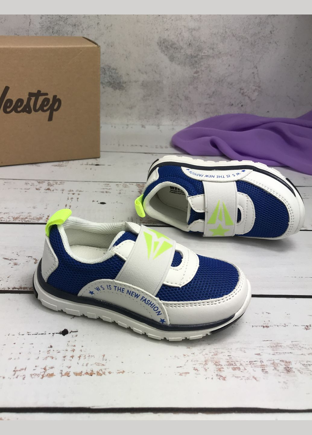 Комбіновані всесезон кросівки дитячі для хлопчика біло-синій (571) Weestep
