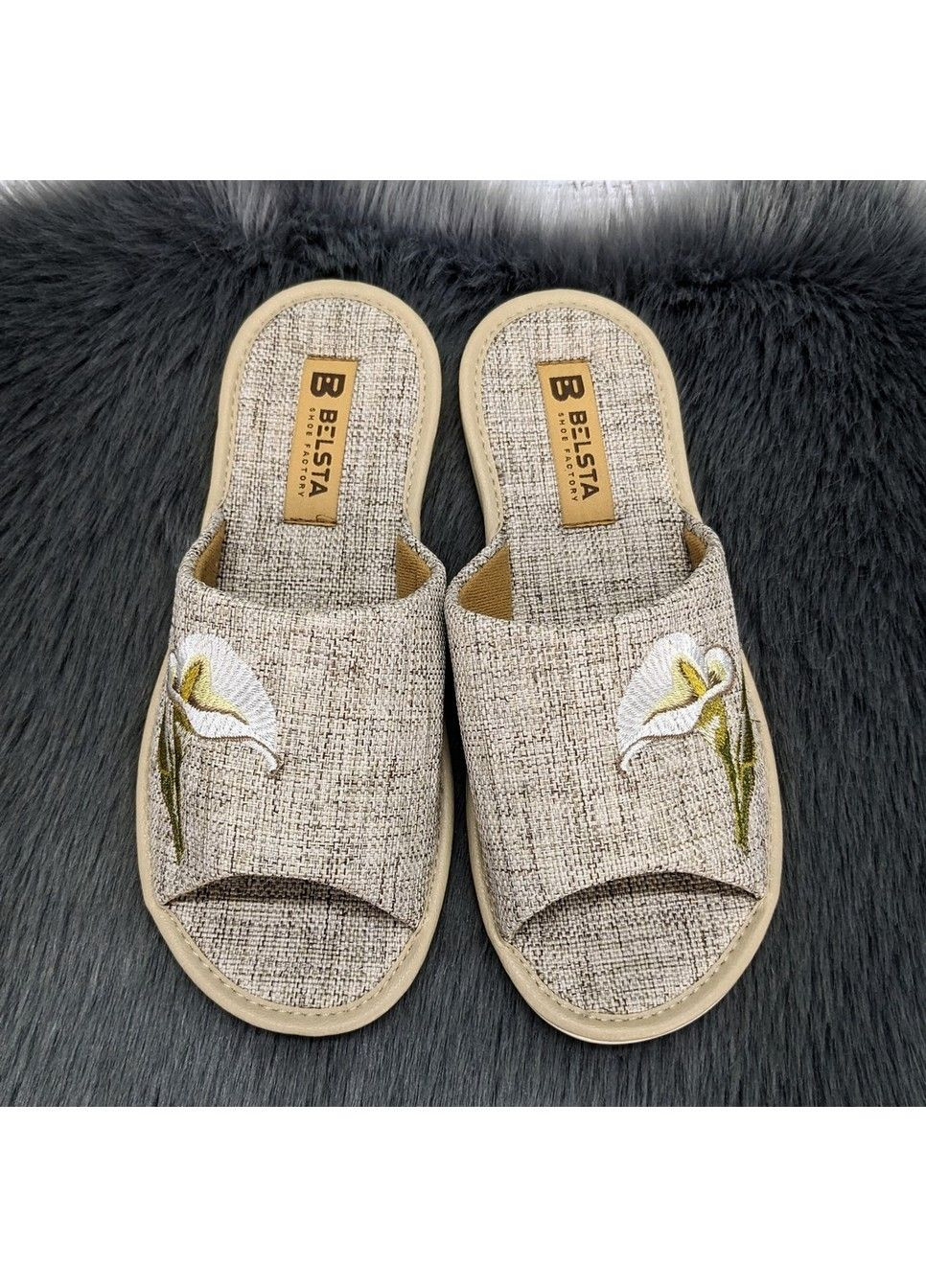 Бежевые тапочки домашние Белста