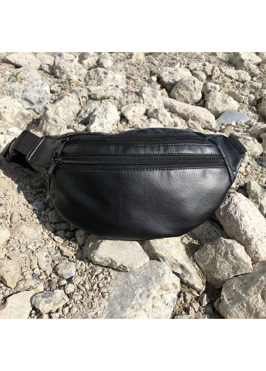 Сумка на пояс з еко-шкіри. Сумка через плече. Бананка чоловіча, жіноча. Колір чорний YKK (365813326)