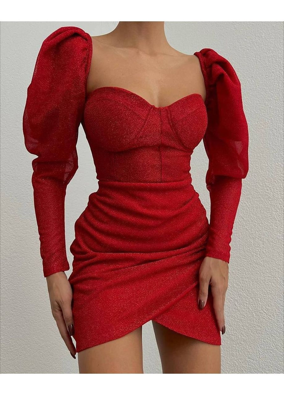 Красное праздничный женское платье No Brand