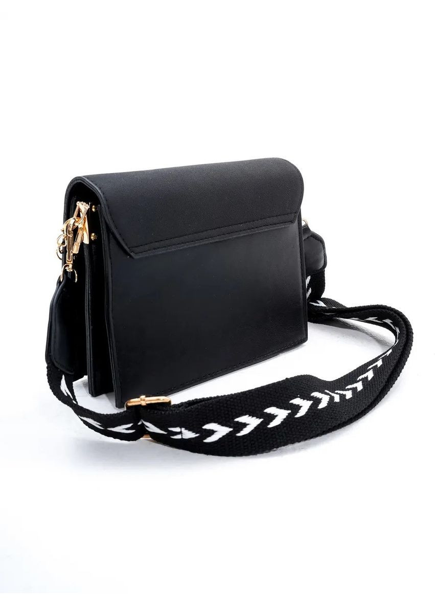 Жіноча сумка крос-боді 5305 на три відділи чорно біла No Brand (366871859)