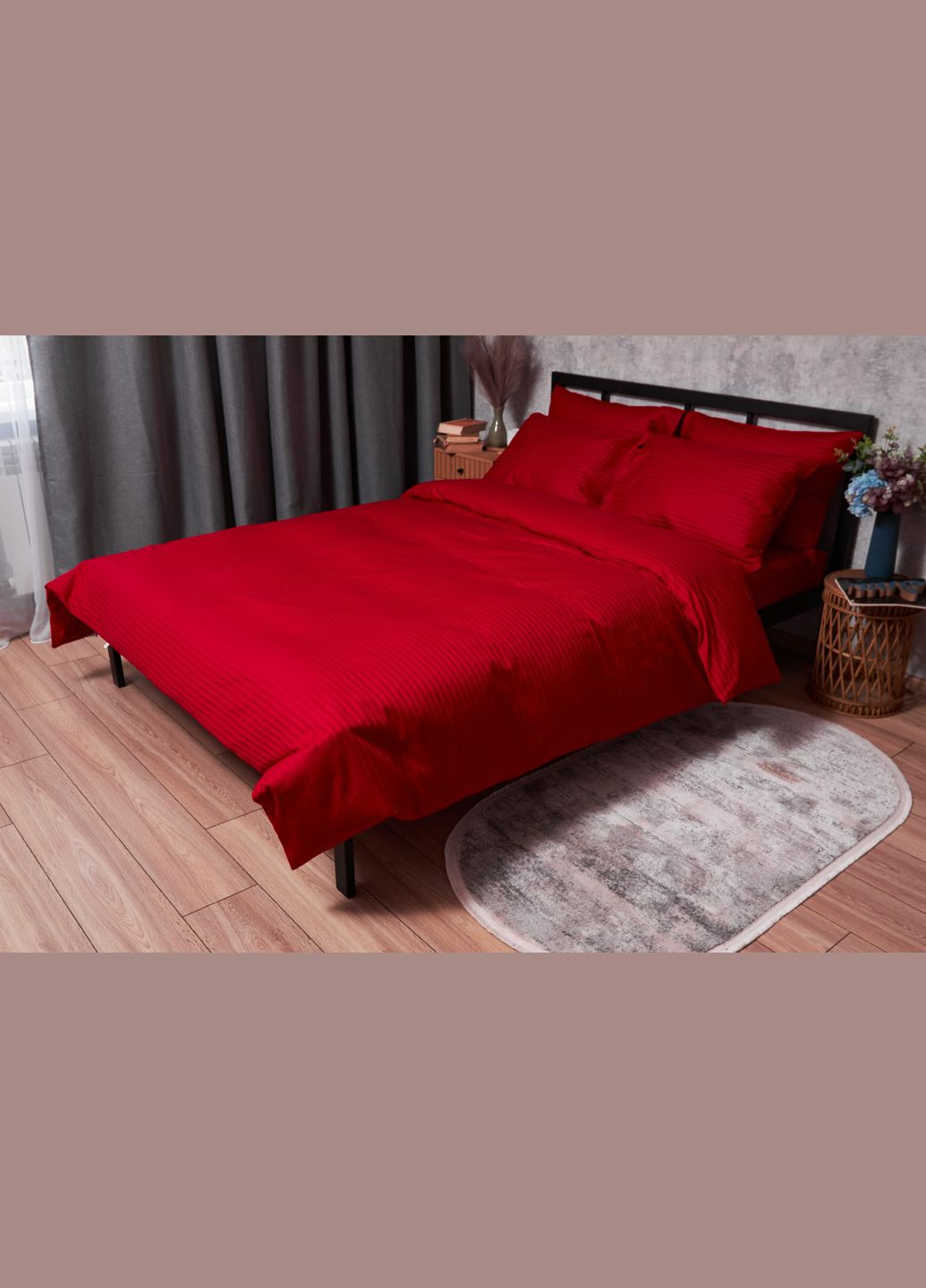 Комплект постельного белья Satin Stripe евро 200х220 наволочки 2х40х60 (MS-820003580) Moon&Star stripe red (288043346)