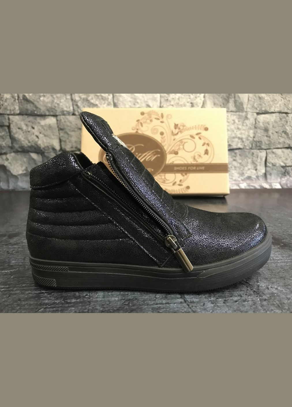 Темно-синие повседневные осенние натуральные ботинки на платформе,, бистфор, украина Bistfor