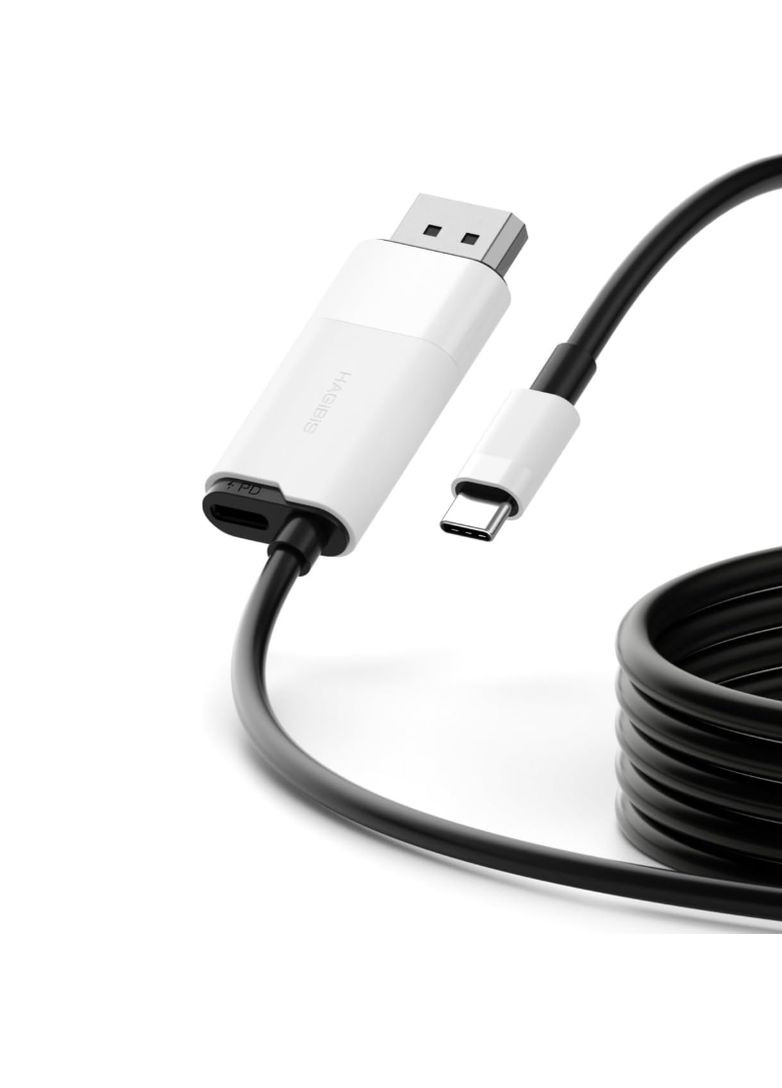 Кабель USB-C to HDMI 2.1 SWC10 2м 4K@60Гц с дополнительным питанием PD100W White Hagibis (359502485)