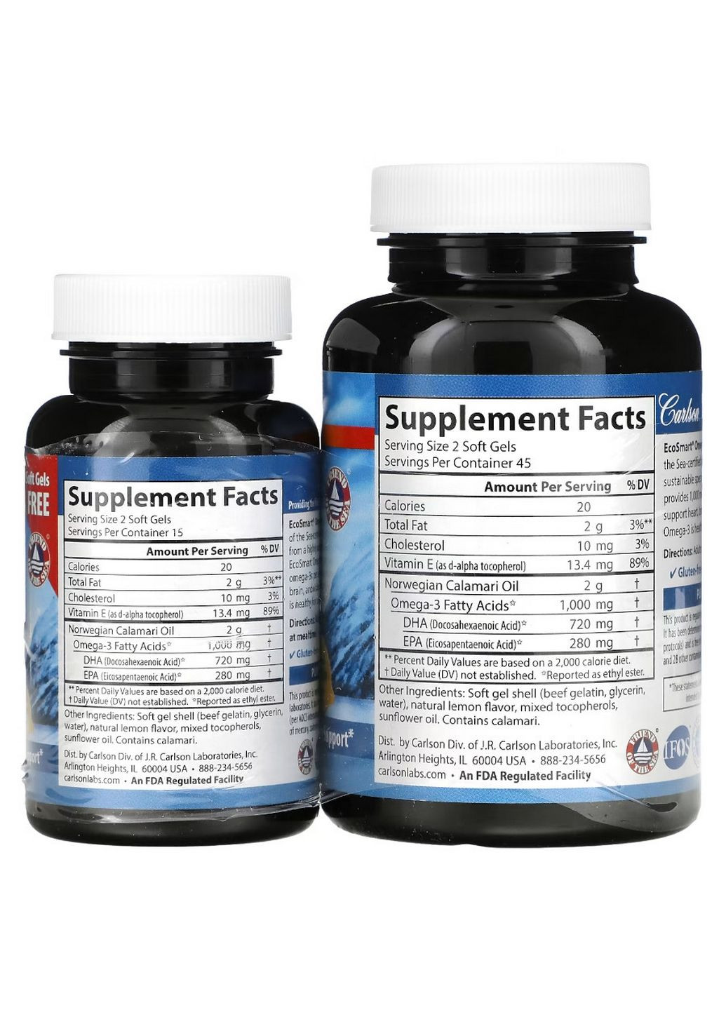 Жирні кислоти EcoSmart Omega 3, 90+30 капсул Carlson Labs (293416896)