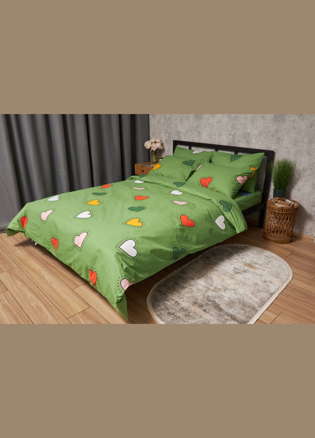 Комплект постельного белья Бязь Gold Люкс «» семейный 143х210х2 наволочки 2х50х70 (MS-820005381) Moon&Star Rainbow Hearts (296910118)