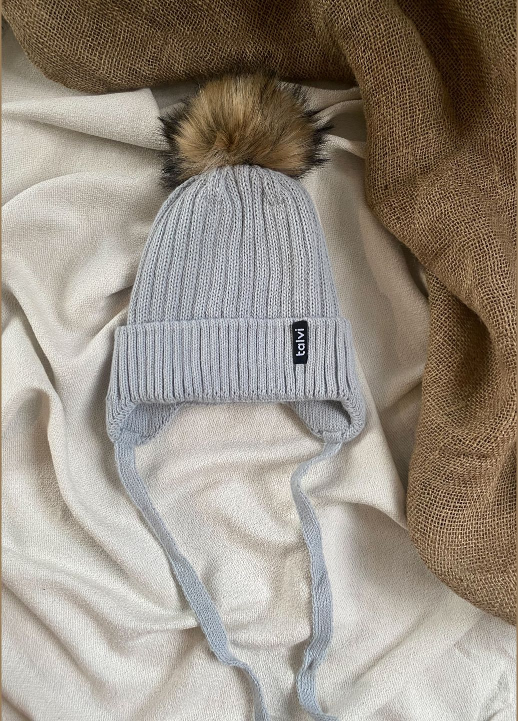 Дитяча зимова шапка на завязках утеплена флісом Talvi Аміго (315517868)