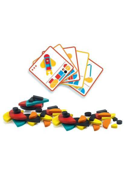 Настольная игра Набор деревянных геометрических фигур Ze Geo Vroom (DJ06436) Djeco Набір дерев&apos;яних геометричних фігур Ze Geo Vroom (368563246)
