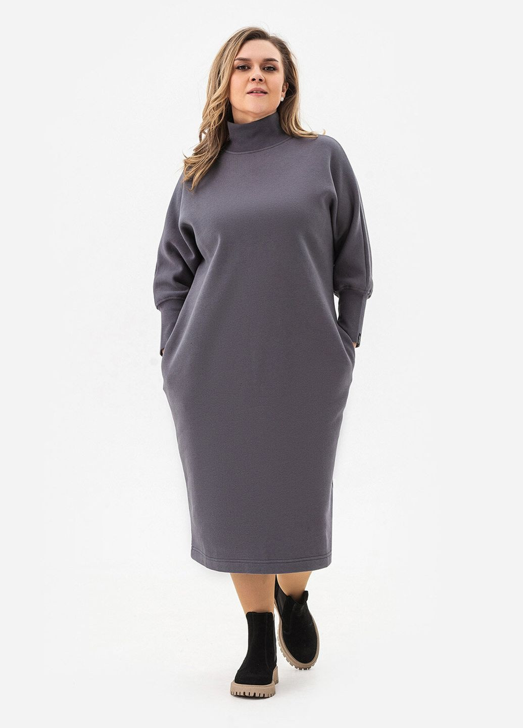 Серое платье brenda Garne однотонное