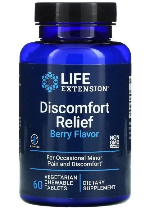 Знеболювальня та зняття запалення PEA Discomfort Relief 60 вег жев Life Extension (359473627)