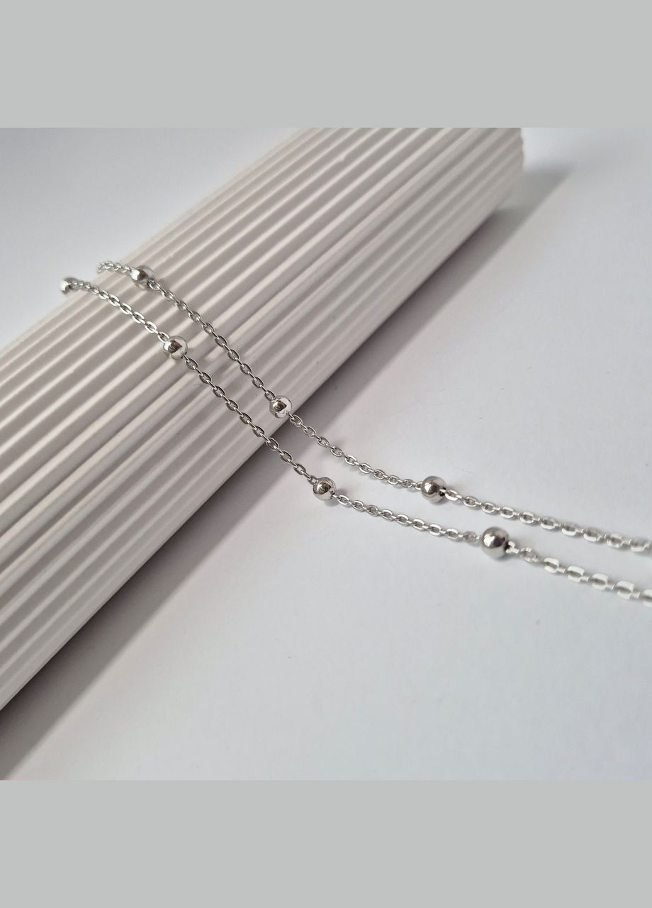 Серебряная цепочка колье с шариками см серебро 925 пробы Родированное 4.99г акш50р No Brand (340108450)