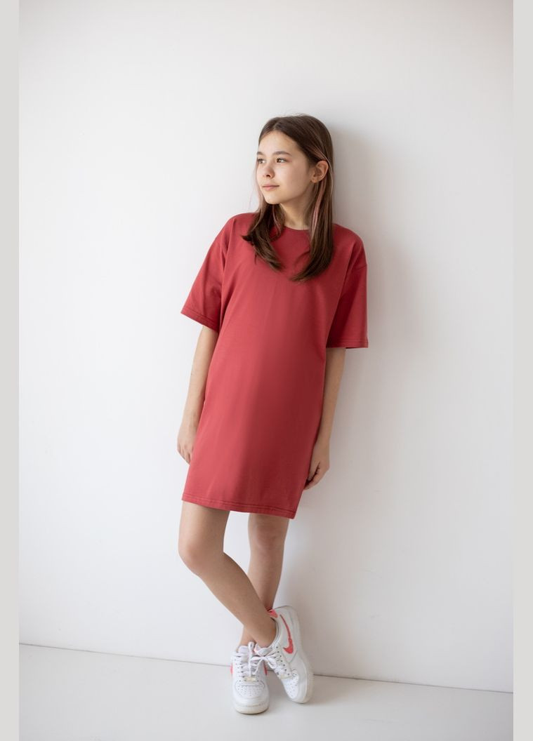 Теракотова сукня-футболка для дівчат 05-2579-83 152 см Авекстекс (331889164)