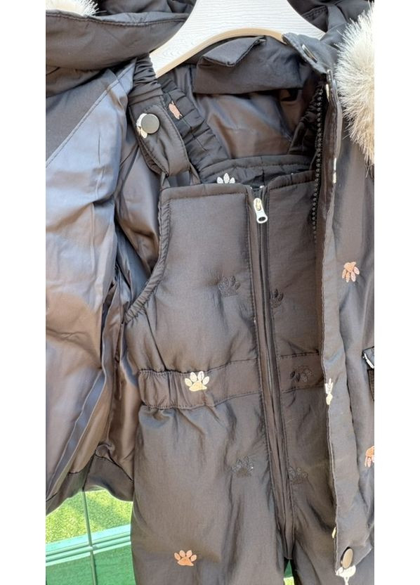 Черный зимний детский зимний костюм (куртка+комбинезон) BabyStyle