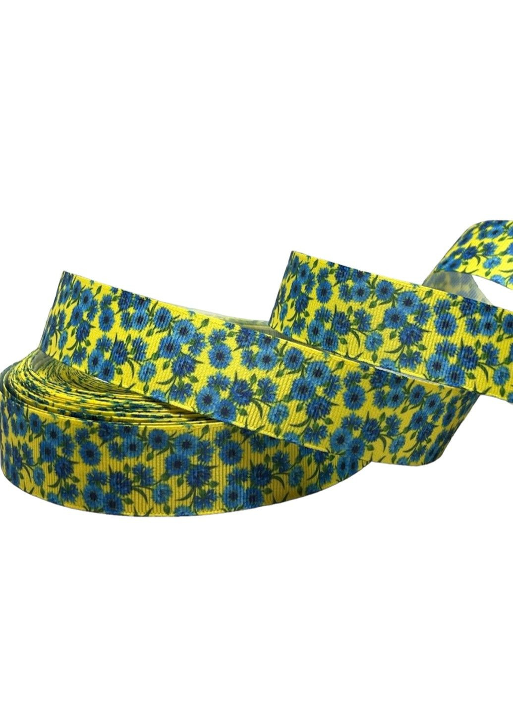 Репсова стрічка 2,5 см -український принт- Квіти- Волошки, метр No Brand (305589320)