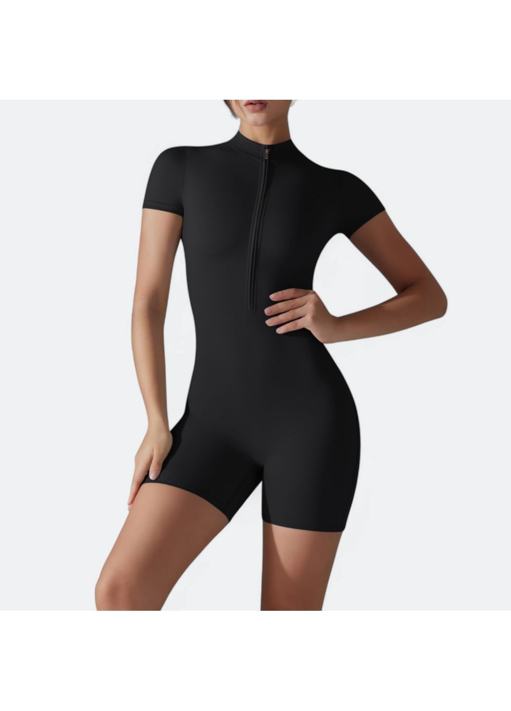 Жіночий комбінезон-ромпер No Brand Elasticromper/black комбінезон-шорти чорний спортивний, домашній, пляжний, повсякденний, відвертий, вечірній нейлон, спандекс