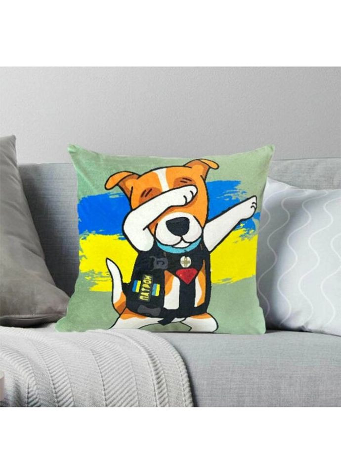 Подушка патриотическая 3D "Пес Патрон" 2717_E 12759 50х50 см мятная Fashion (297158708)