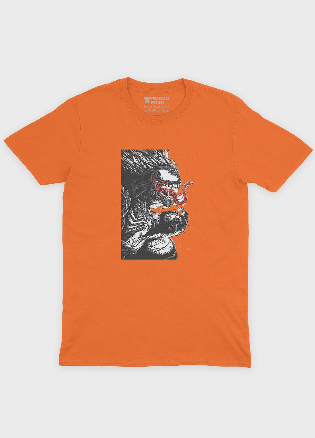 Оранжевая демисезонная футболка для мальчика с принтом супервора - веном (ts001-1-ora-006-013-004-b) Modno