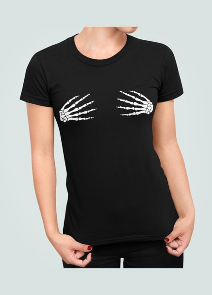 Женская футболка с принтом Руки скелета на груди Stedman - (319689199)