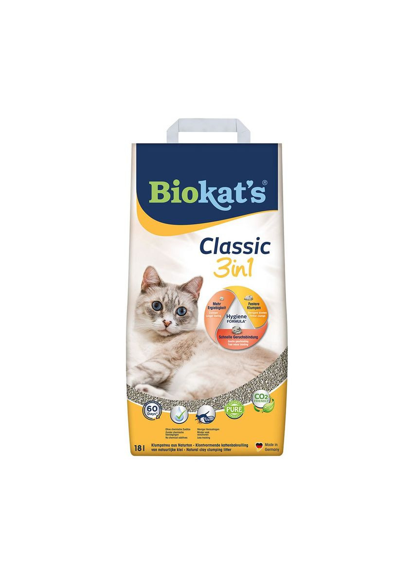 Наповнювач бентонітовий Biokats Classic (3in1) 18 літрів Biokat's (292259823)
