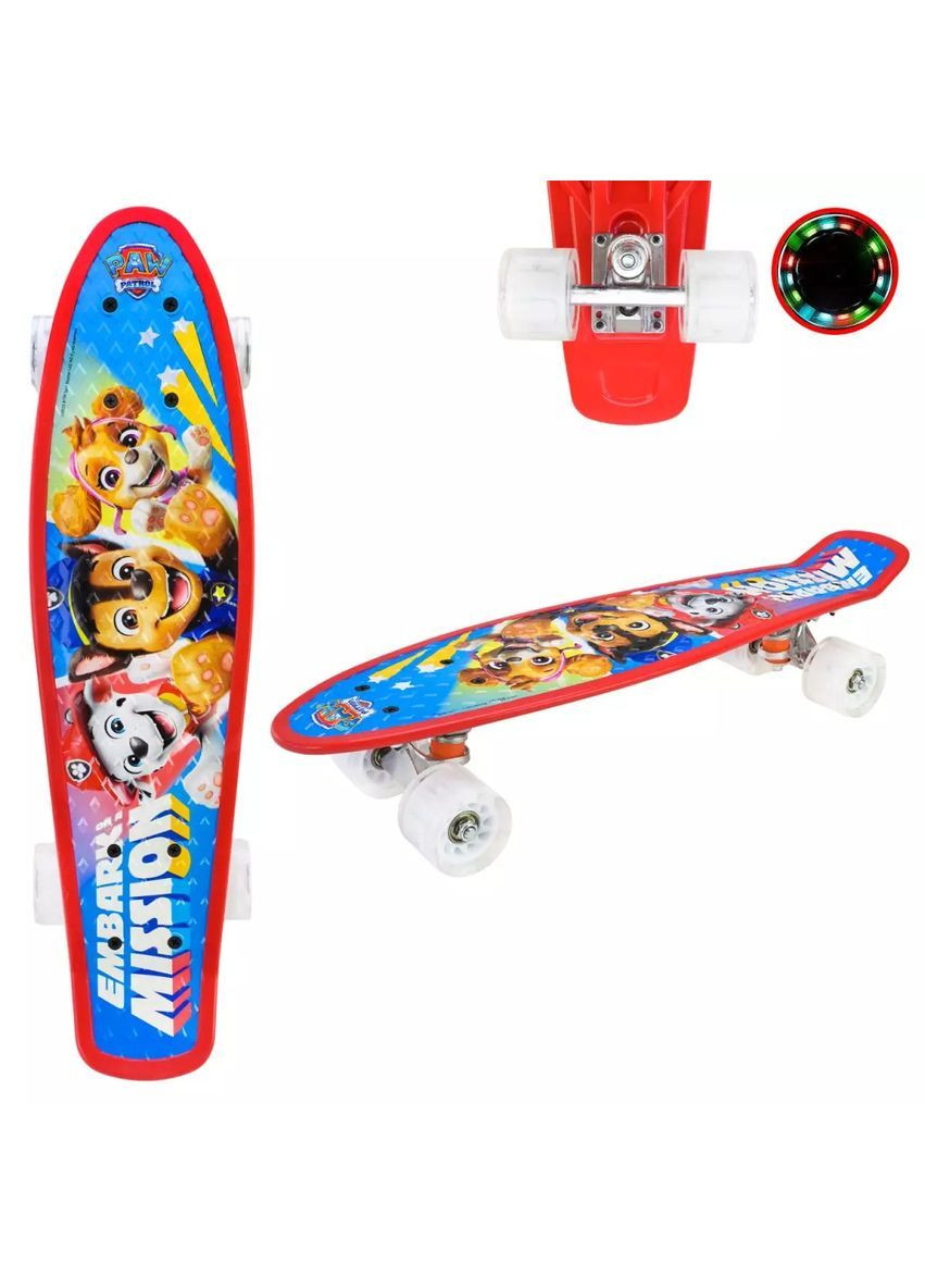 Дитячий пенні борд Щенячий патруль з PU колесами і світлом, розмір 56х15х13 см - No Brand PP2504 (371924355)