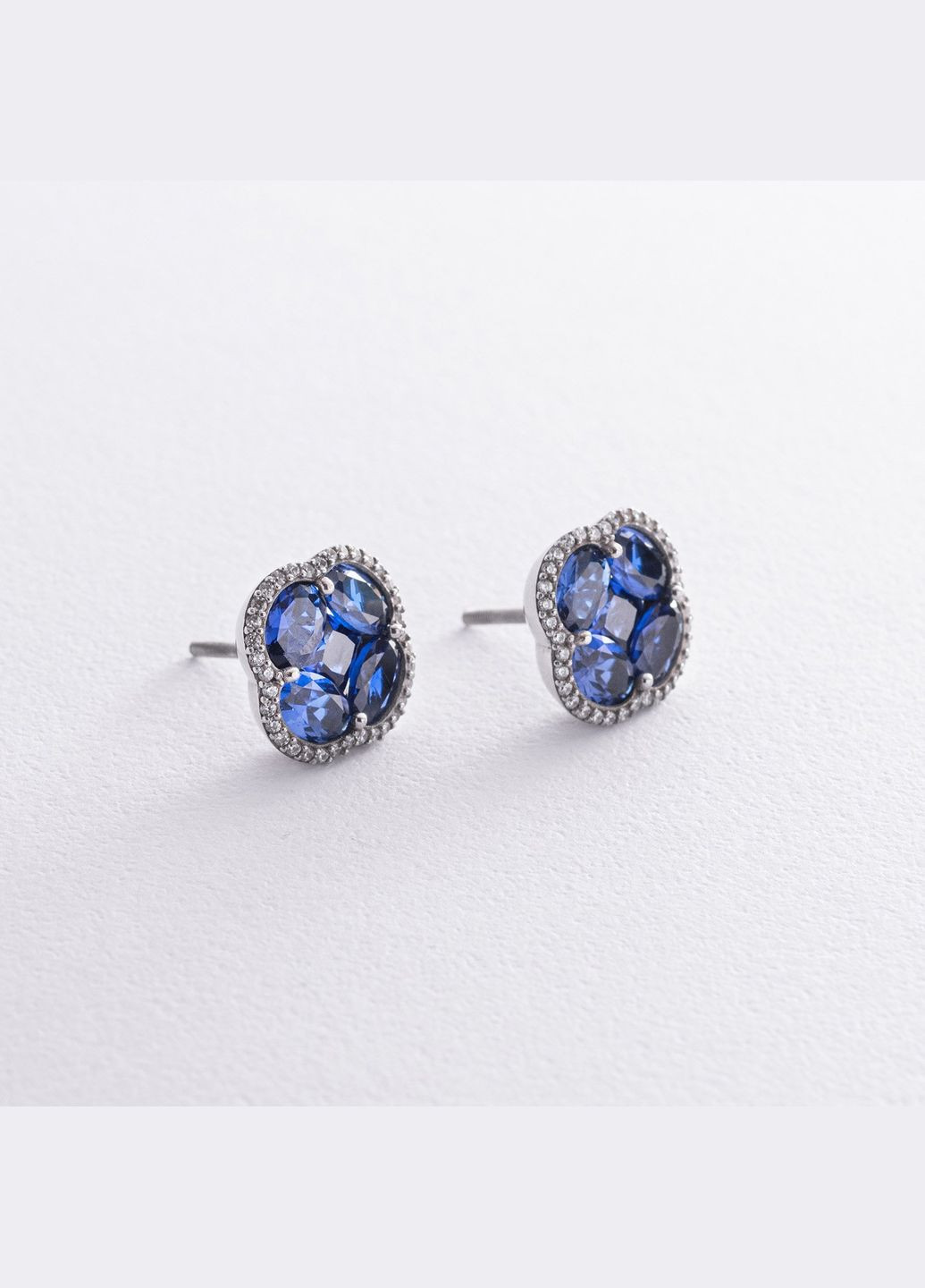 Серебряные серьги - пусеты Клевер (фианиты) 1145с Oniks (277042183)