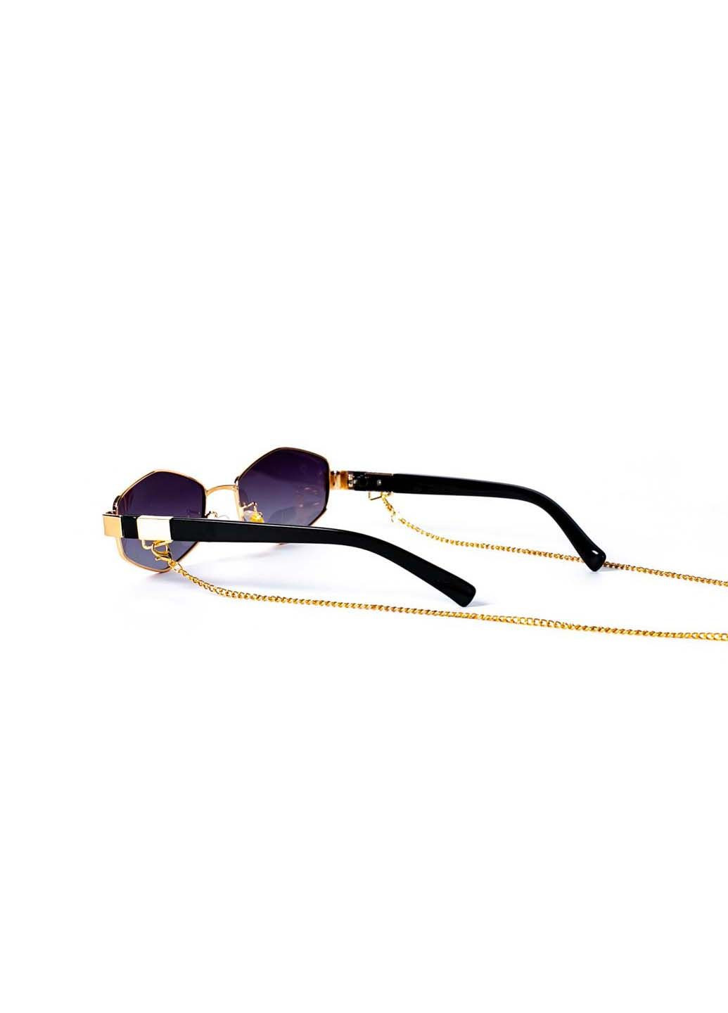 Солнцезащитные очки с поляризацией и цепочкой Геометрия женские 389-144 LuckyLOOK (291885936)