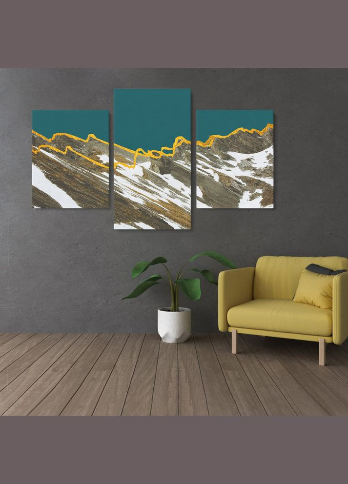 Модульная картина из трех частей Заснеженные Альпы 141x90 см (MK322012) Malevich Store (333338852)