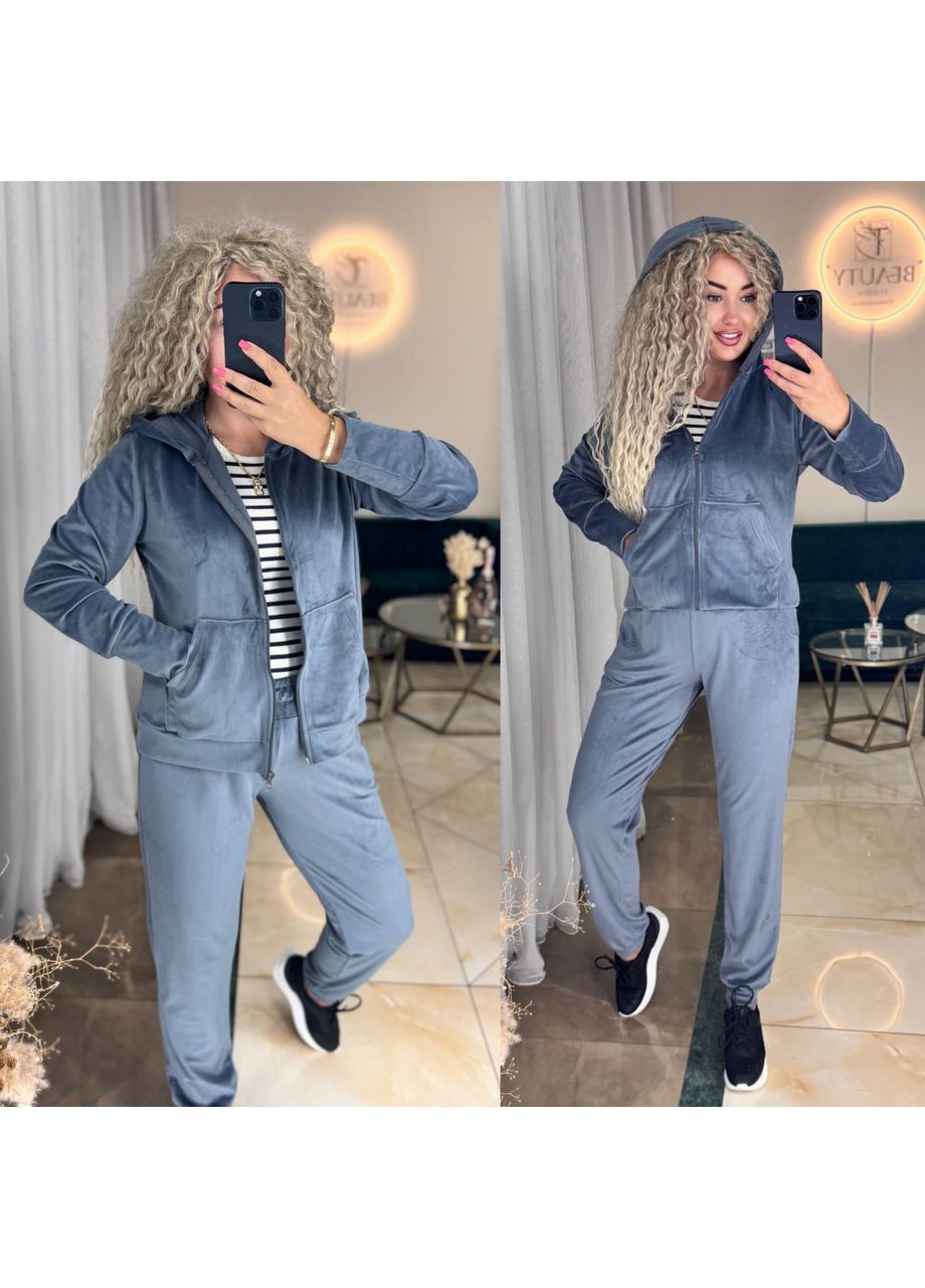 Костюм велюровий двійка,кофта з капюшоном та штани Україна (357076030)