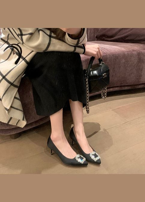 No Brand Праздничные туфли с брошью черный з текстиль, — лето (300578226)