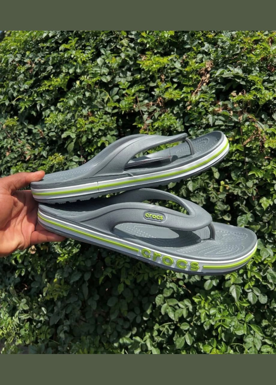 Крокс вьетнамки Баябенд Серые Bayaband Slate Grey/Lime Punch Crocs flip (347619888)