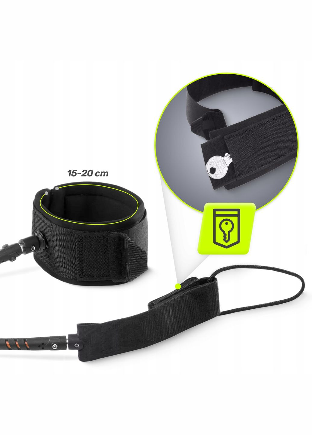 Ліш страхувальний для дошки SUP-Leash Black/Orange (P-5907739316493) TSUNAMI (336774516)