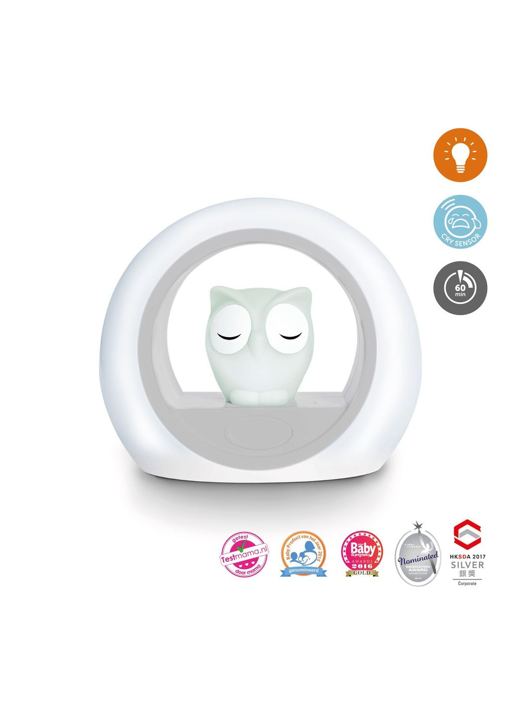 Нічник зі звуковою активацією Совенок Лу, сірий () Zazu ZA-LOU-01 (328399134)