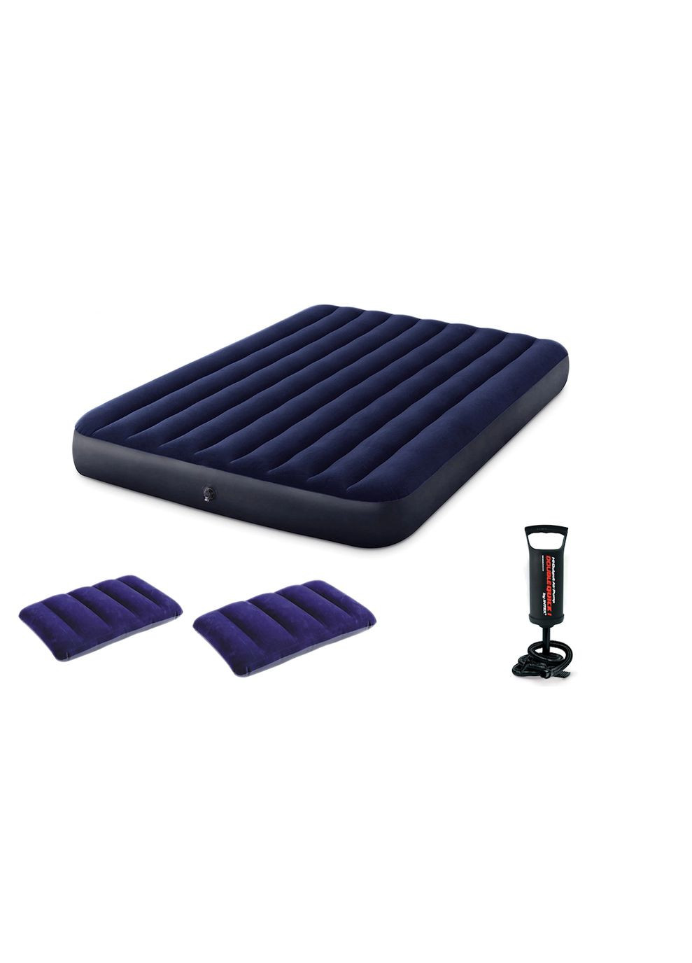 Надувний двомісний матрац з подушками та насосом 203х152х25 см Intex (332792291)