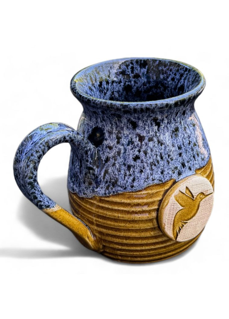Чашка синьо-жовта ручної роботи Пташка Viking (292565340)