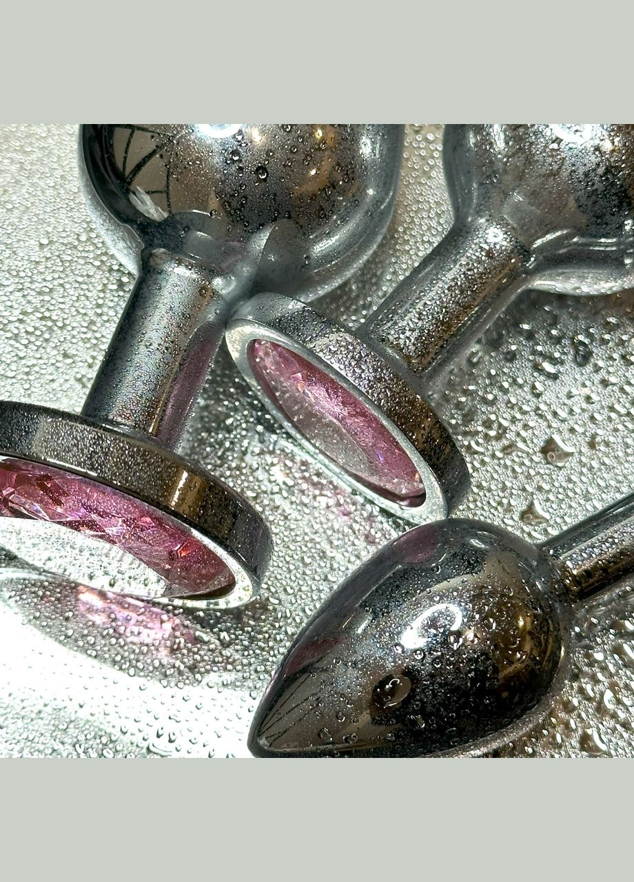 Металлическая анальная пробка с кристаллом цветным розовый для анального секса анала втулка размер M No Brand (341309982)