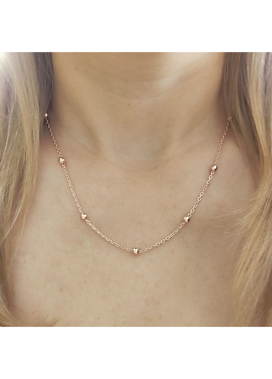 Серебряная цепочка 925 пробы в позолоте с шариками 40 см No Brand (366882894)