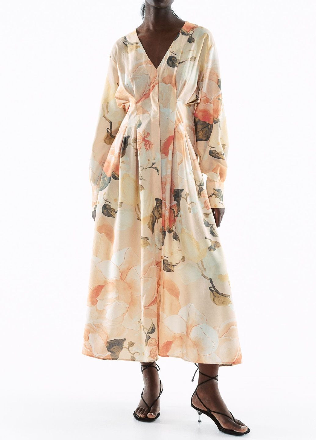 Персикова кежуал сукня H&M з квітковим принтом