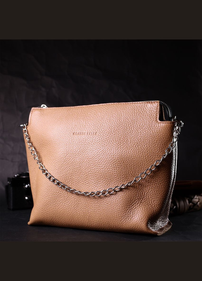 Сумка через плечо женская кожаная 11696 Бежевая Grande Pelle (302008950)