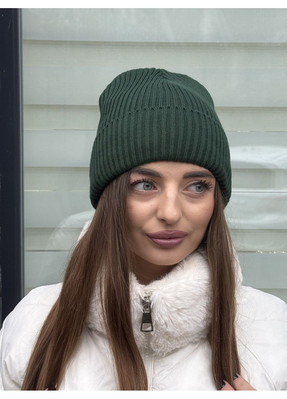 Шапка женская зимняя с флисом молочная No Brand (369176249)