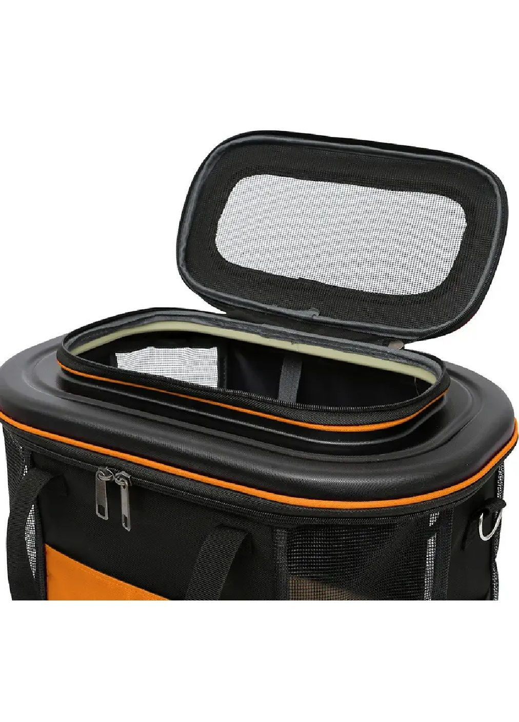 Сумка переноска з сітковими віконцями плечовим ременем для тварин собак котів 28х45х28 см (480835-Prob) Чорно-помаранчева Unbranded (345559569)